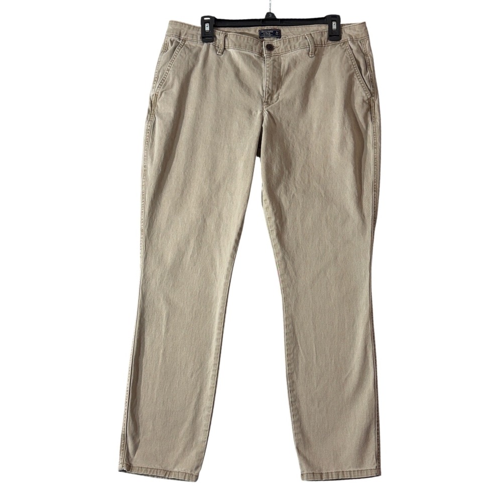Abercrombie & Fitch Women's 32 Khaki Chino Pants Straight Leg Stretch Tan